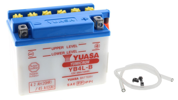 Motorrad Batterie Piaggio OEM Typ: Yuasa YB4L-B 12V, 4AH, universal